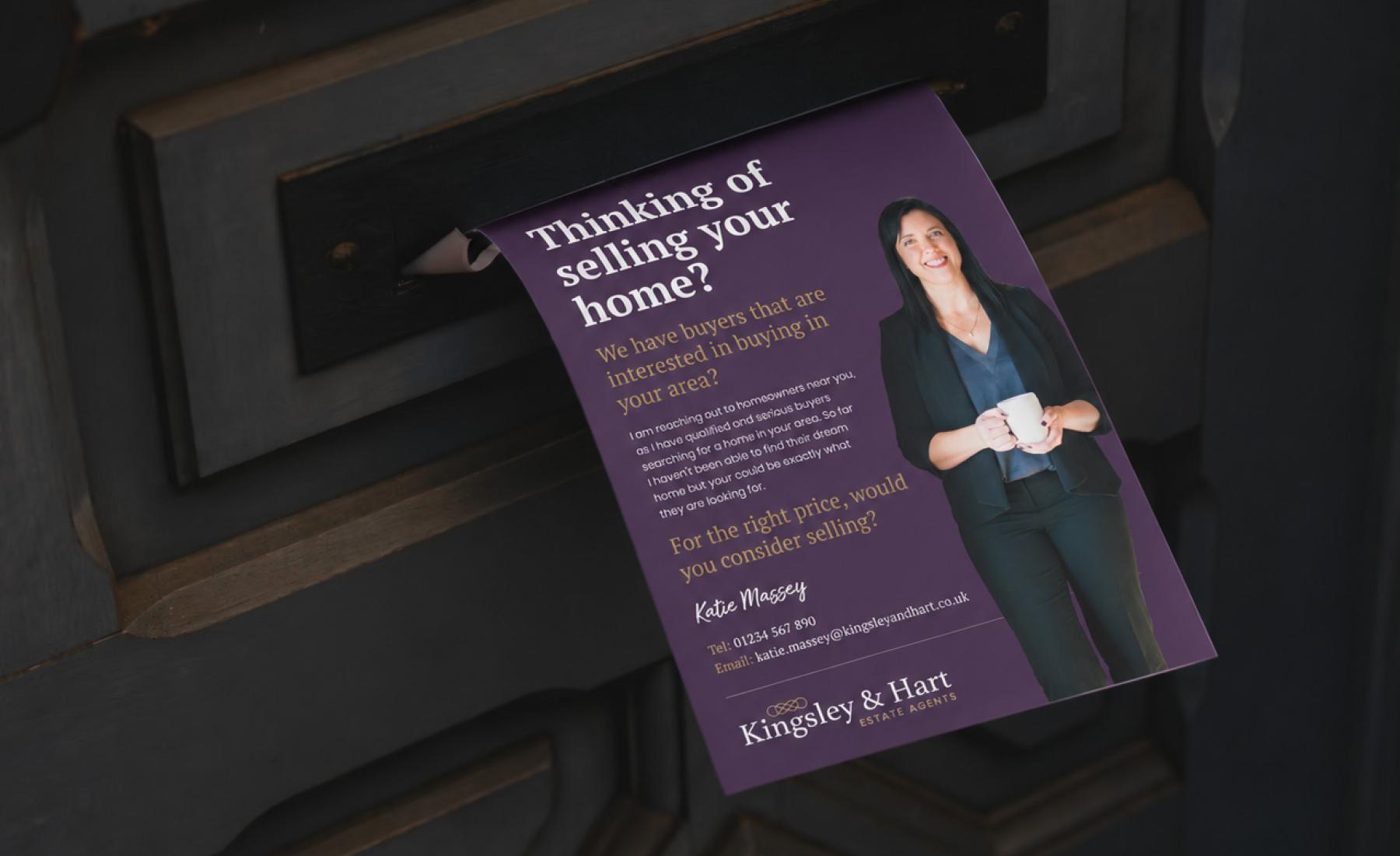 An example of a promotional Estate Agents mail drop flyer in a letterbox