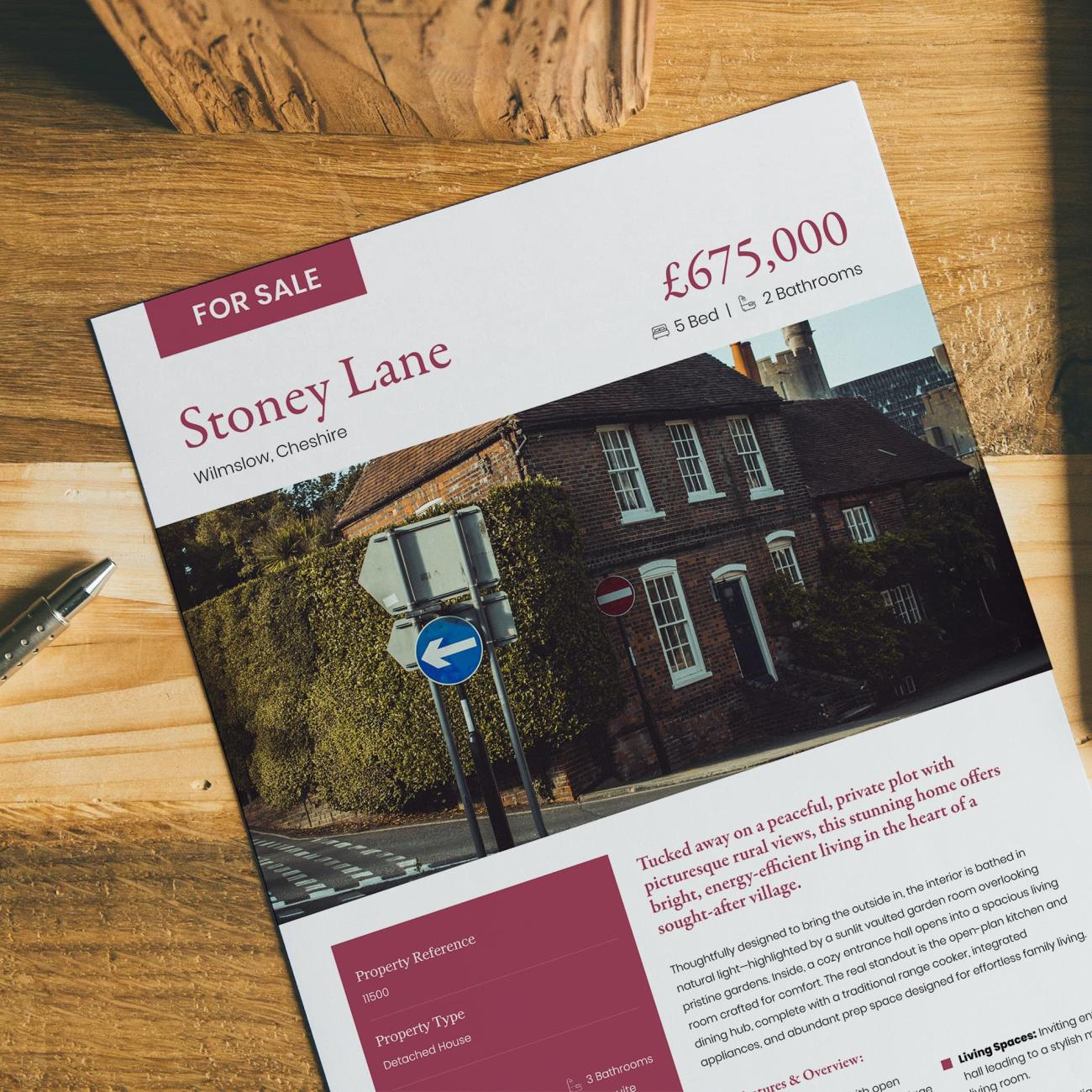 Professionally designed property sales brochure for a residential property development.