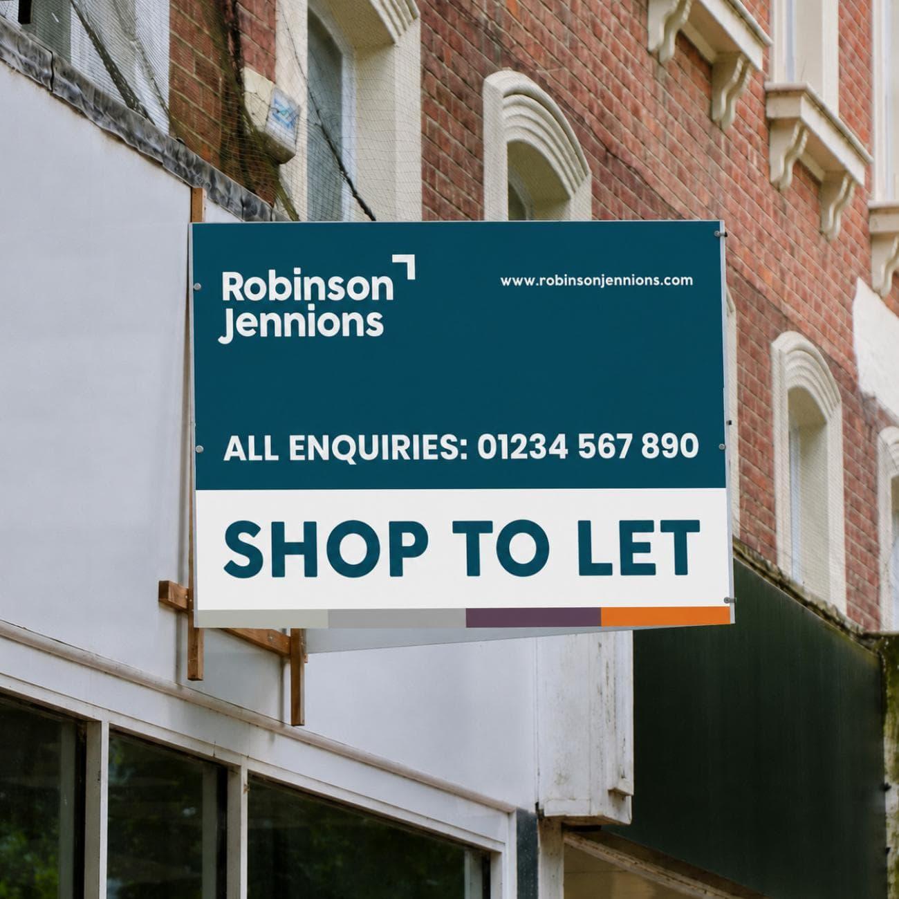Commercial property signage designed to promote available premises and strengthen brand visibility.