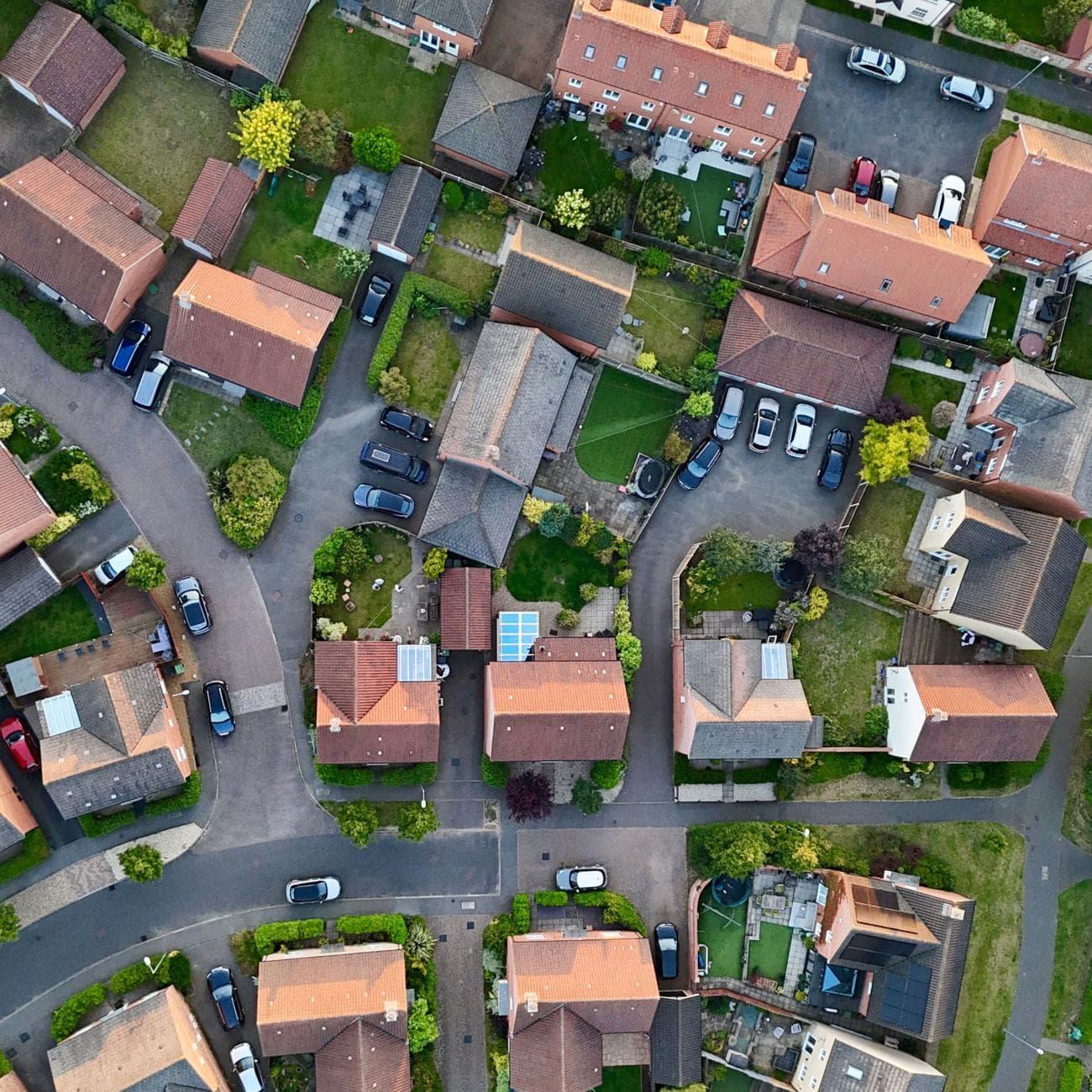 The Property Circle aerial photography showcasing a modern residential housing development