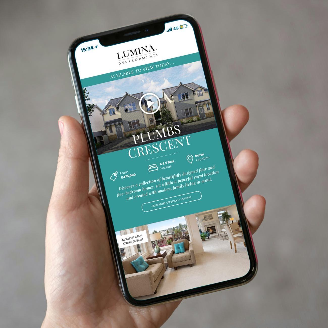 Digital marketing for property developers promoting new homes, developments and residential projects across multiple devices.